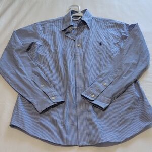 Ralph Lauren Blue Pinstripe Dress Shirt with Pointed Collar